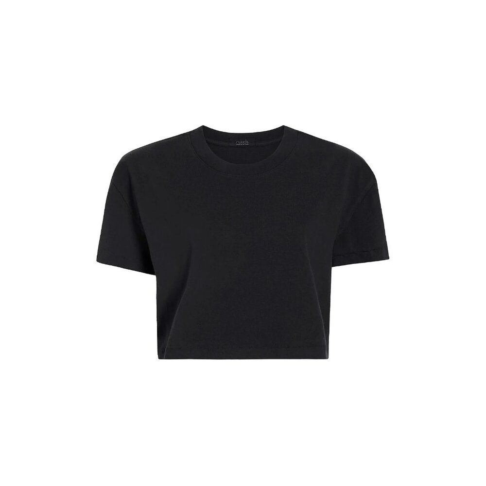 Nuuds Women's  Vintage Black Coton Cropped Tee Sz XL